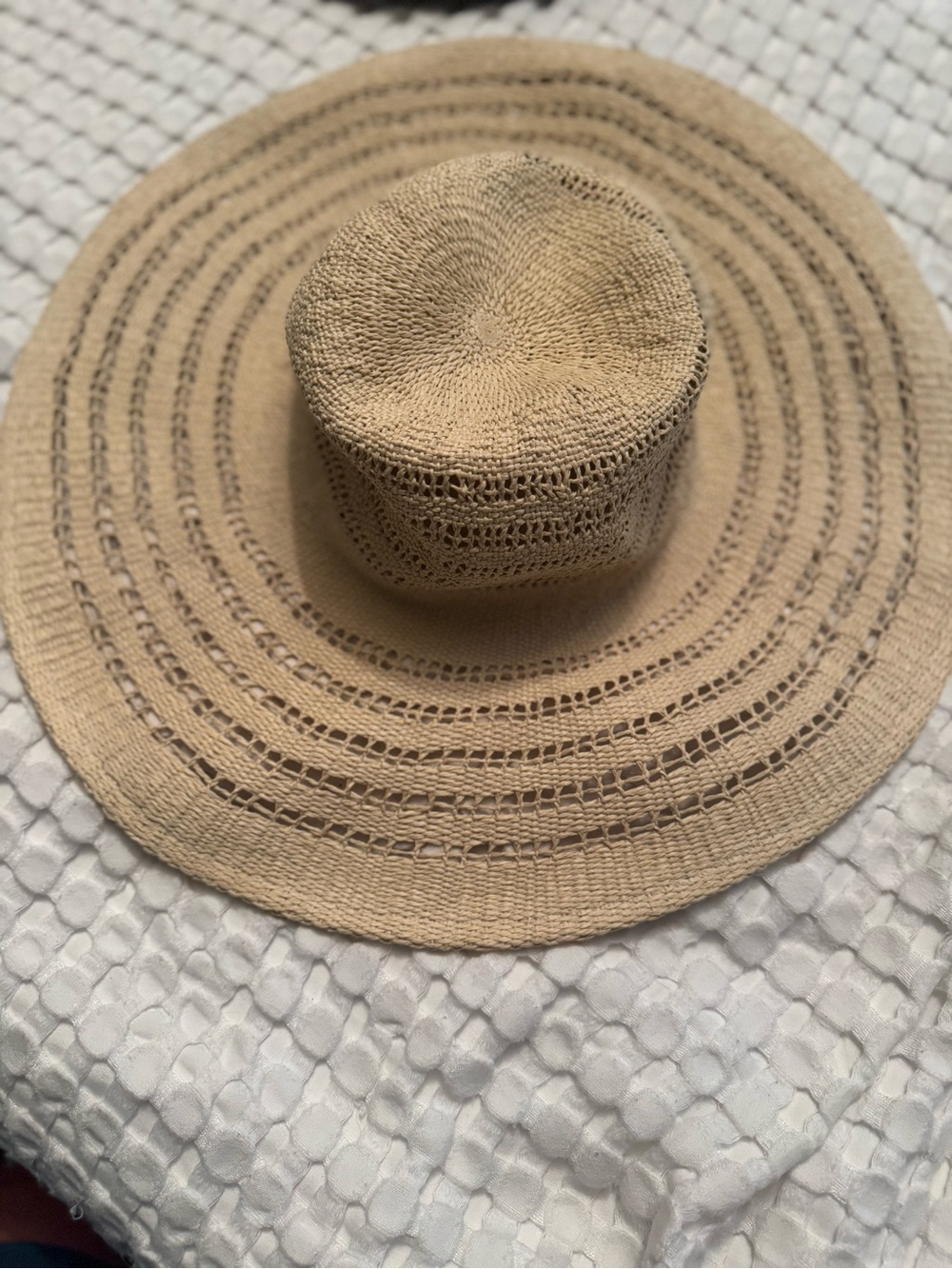 a new day Beige Crochet Wide-Brim Sun Hat